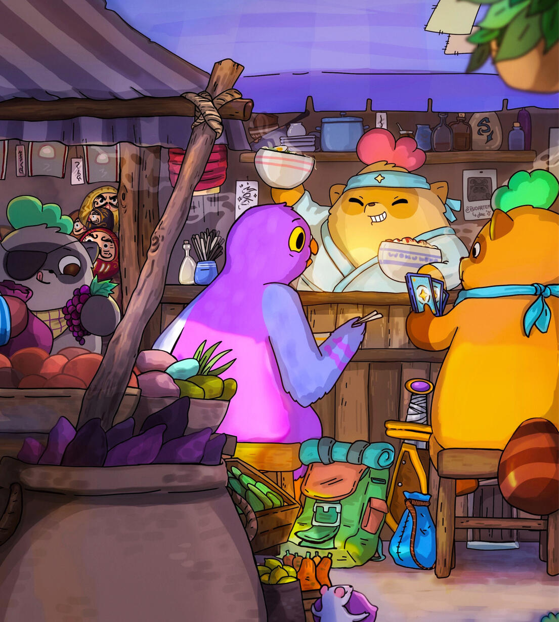 Scene illustration focused on character interaction and world-building.